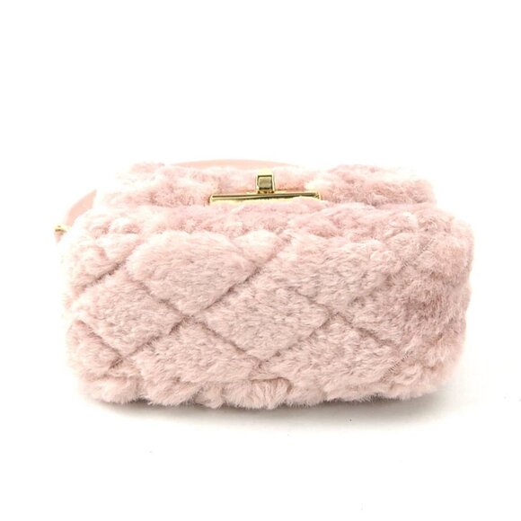 Auth Kate Spade Crossbody Shoulder Bag Pink Fur/Goldtone - Picture 5 of 12